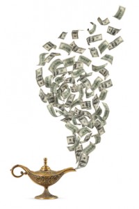 aladdin lamp and money